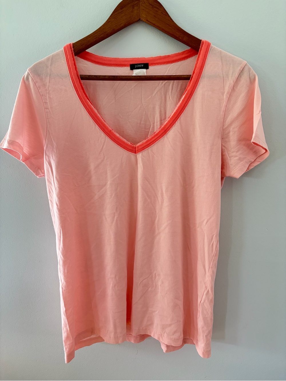 J. Crew Vintage Pink Y2K V-neck Cotton T-shirt